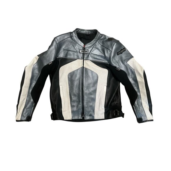 Cortech Impulse Motorcycle Jacket Men 2XL Leather Black Metallic Reflective Pads - Picture 1 of 16